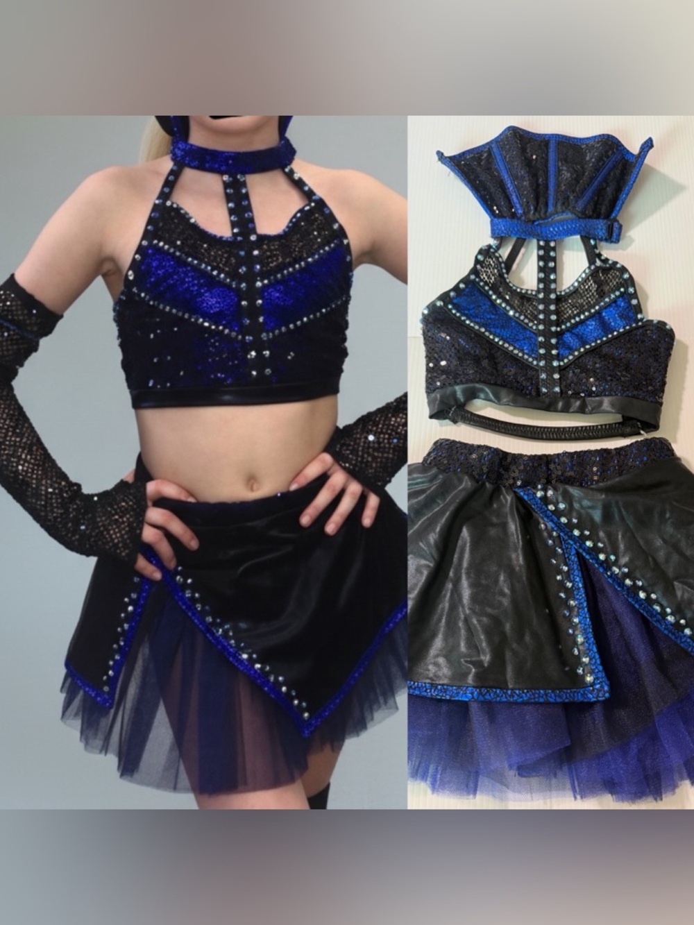 Glamourous mature faux leather goth grunge Dracula Dance costume solo MC child